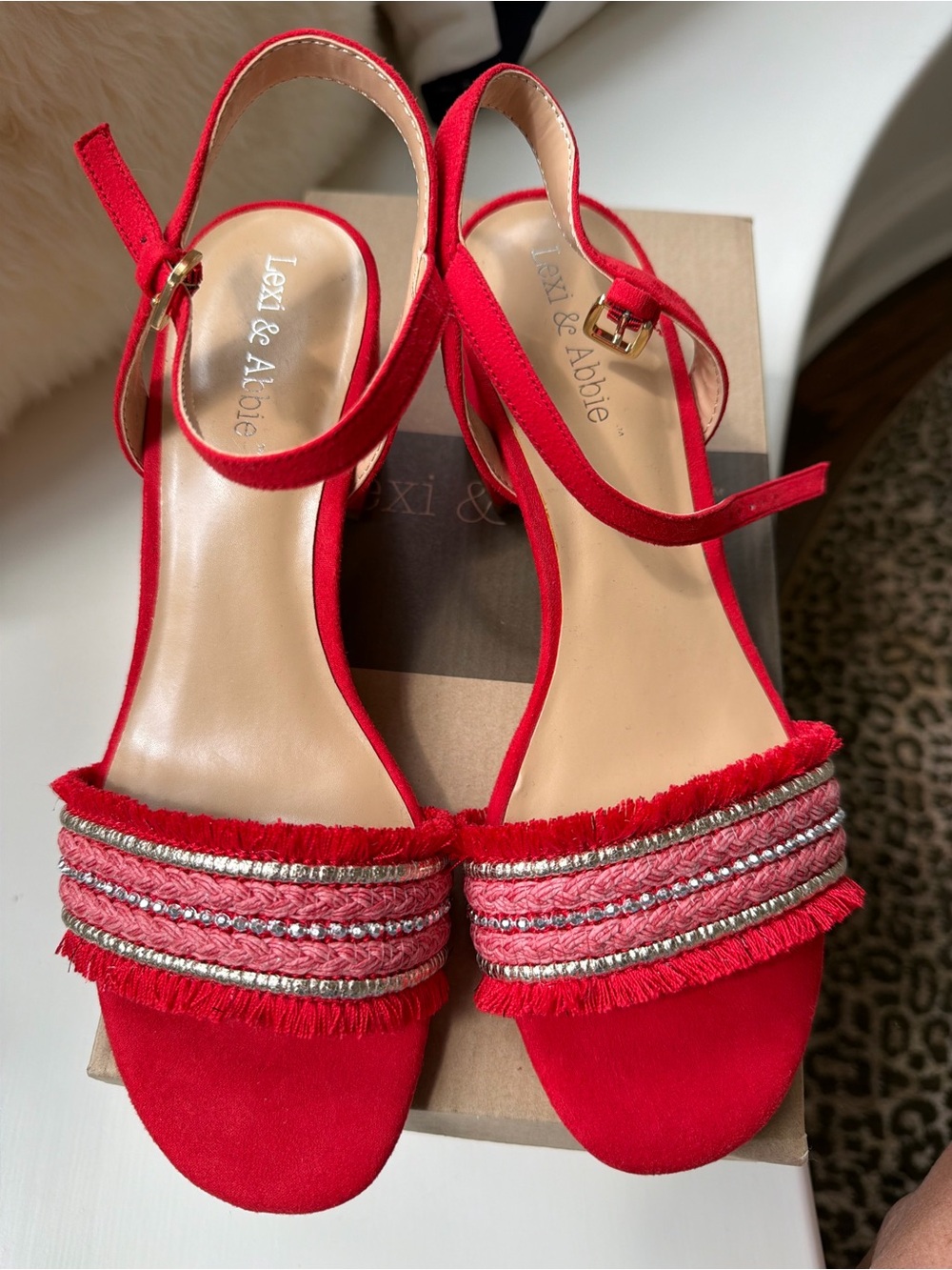 Lexi & Abbie Braided Fringe Strap Sandals (barley worn, with box)